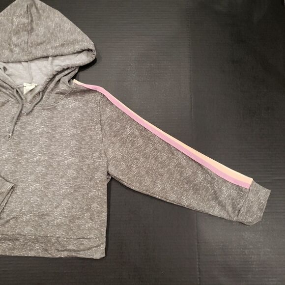 R.Sofia Grey Hoodie Cropped Rainbow Stripes - Picture 4 of 8